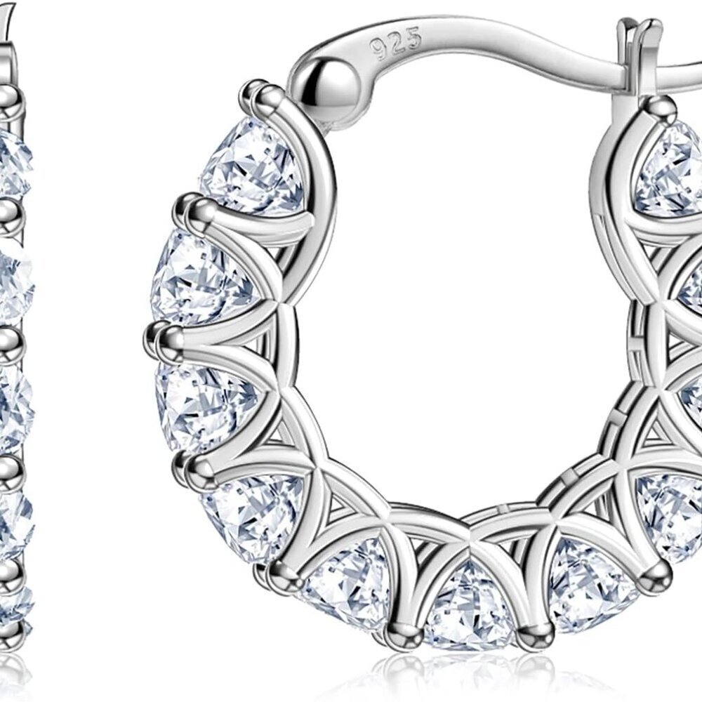 Sterling Silver Cubic Zirconia Hoop Earrings for Women Hypoallergenic Gift